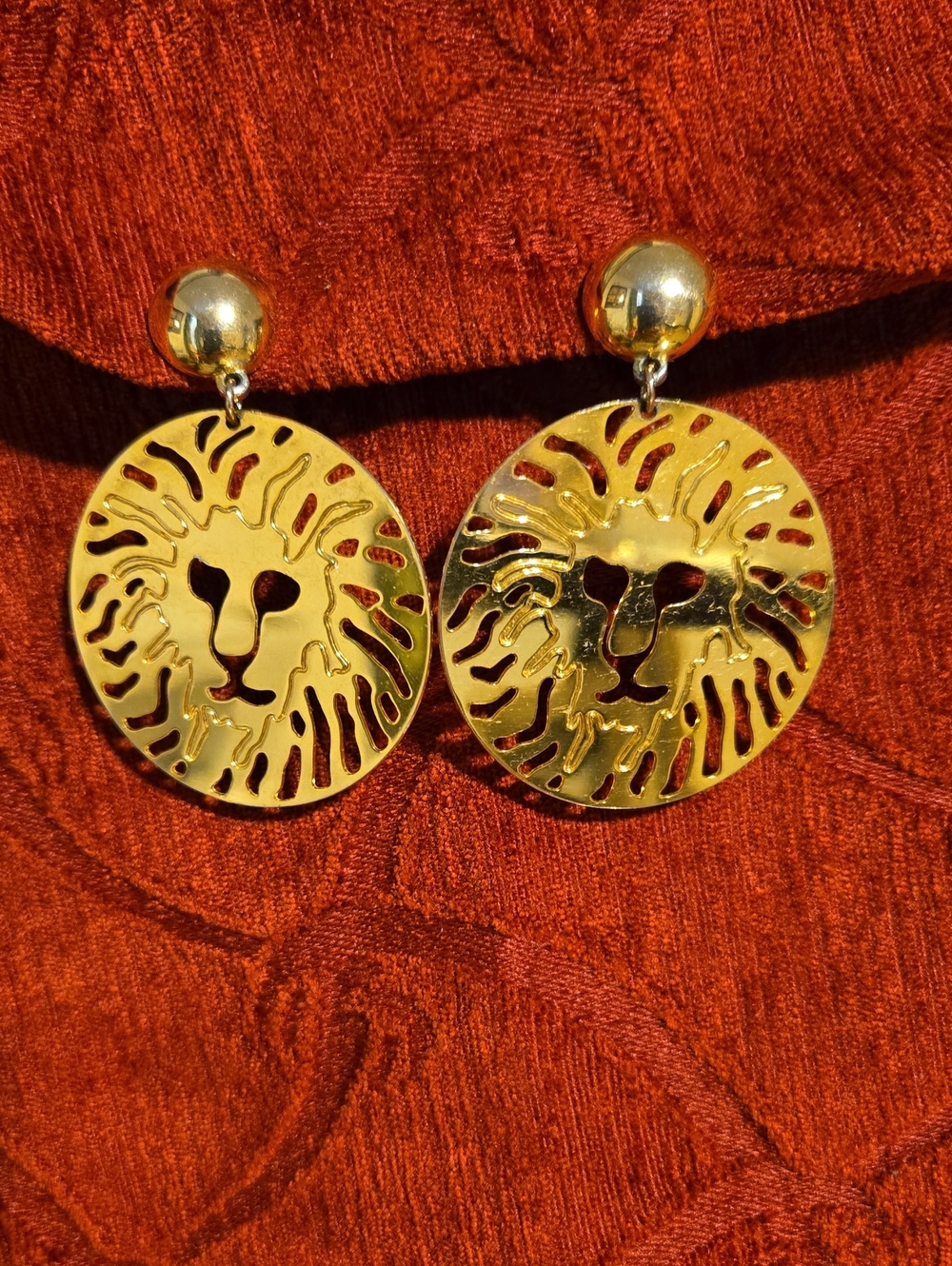 Vintage Anne Klein Iconic Lion Head Dangle Earrings